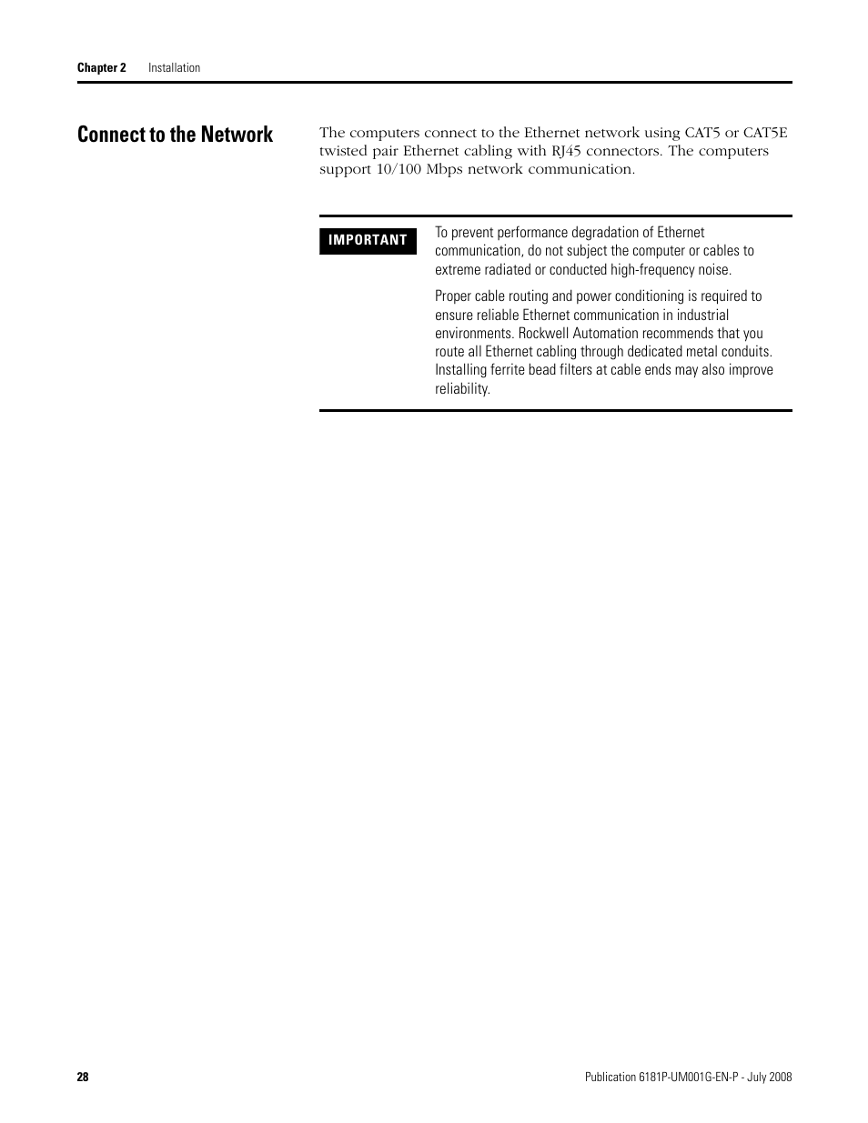 Connect to the network | Rockwell Automation 6181P-xxxx Integrated Display Computers, Series A to D User Manual | Page 28 / 72
