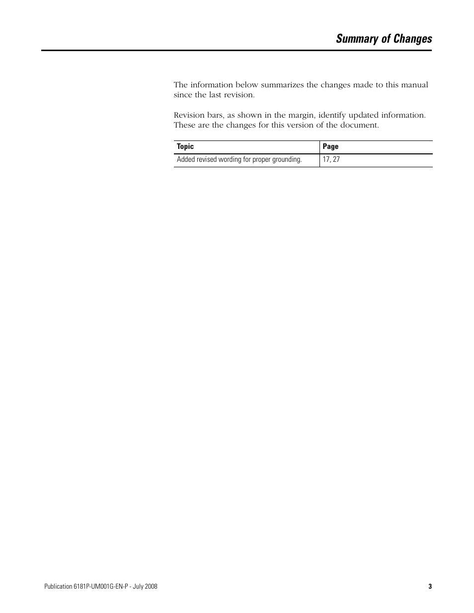 Summary of changes | Rockwell Automation 6181P-xxxx Integrated Display Computers, Series A to D User Manual | Page 3 / 72