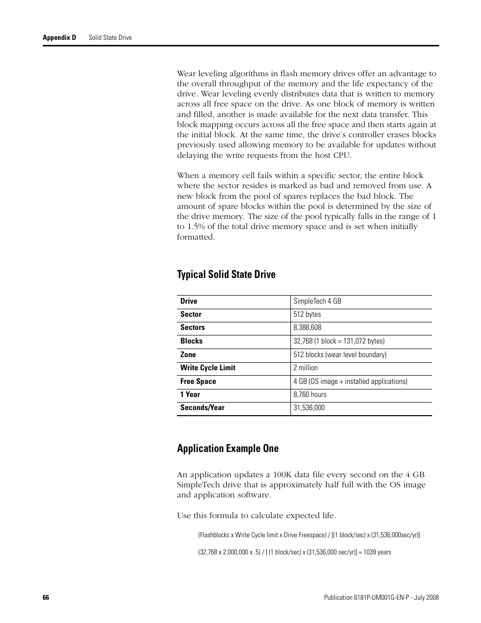 Typical solid state drive, Application example one, Typical solid state drive application example one | Rockwell Automation 6181P-xxxx Integrated Display Computers, Series A to D User Manual | Page 66 / 72
