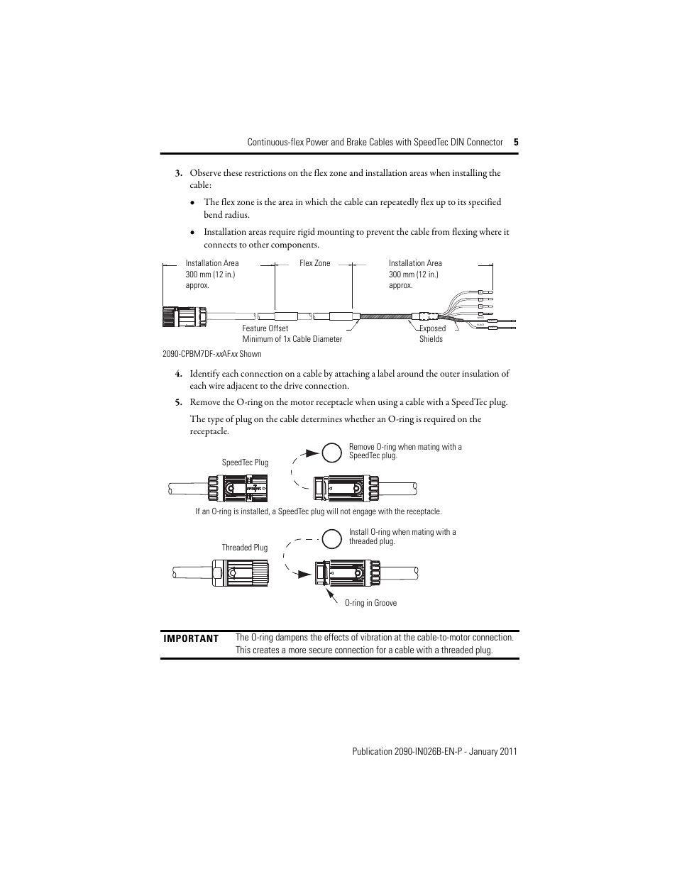 Rockwell Automation 2090-CPBM7DF-08AF Continuous-flex Power Cables with SpeedTec DIN Connector Installation Instruction User Manual | Page 5 / 8