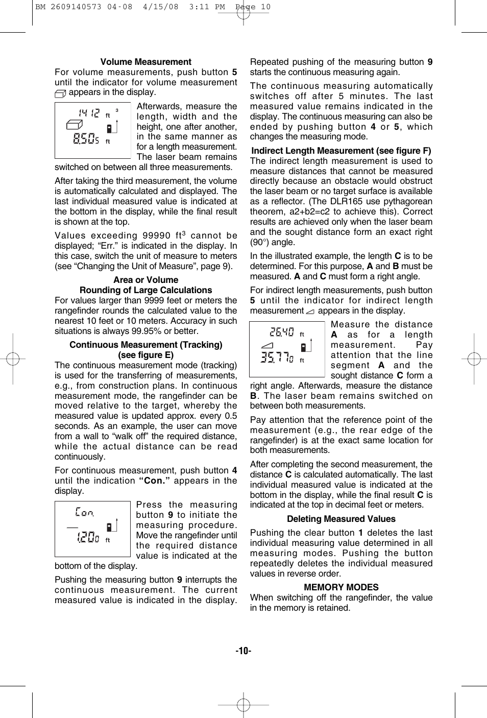 Bosch DLR165 User Manual | Page 10 / 32
