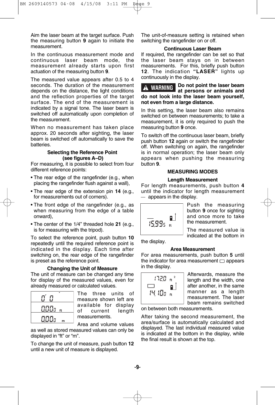 Bosch DLR165 User Manual | Page 9 / 32
