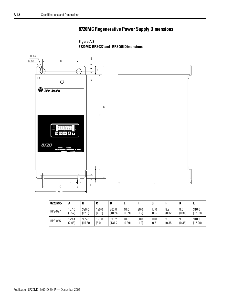 8720mc regenerative power supply dimensions | Rockwell Automation 8720MC High Performance Drives Installation Manual User Manual | Page 102 / 133