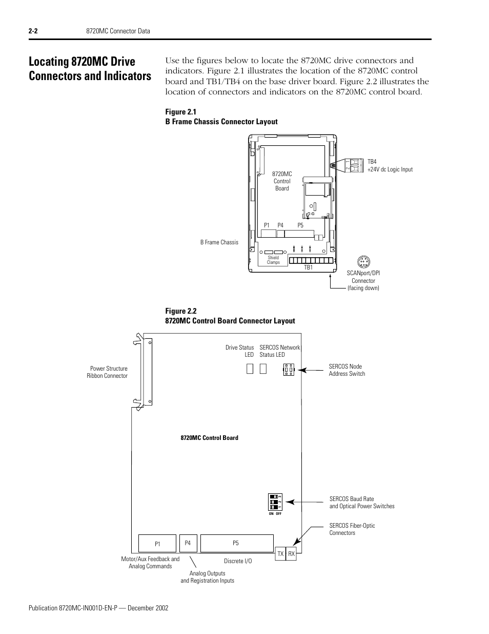 Locating 8720mc drive connectors and indicators, Locating 8720mc drive connectors and indicators -2 | Rockwell Automation 8720MC High Performance Drives Installation Manual User Manual | Page 36 / 133