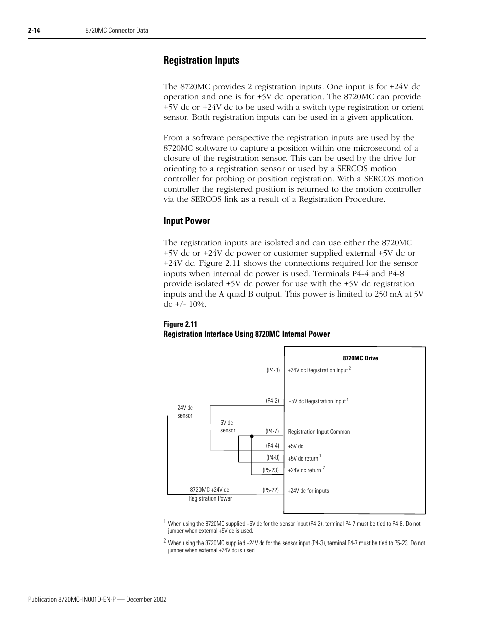 Registration inputs, Input power, Registration inputs -14 | Input power -14 | Rockwell Automation 8720MC High Performance Drives Installation Manual User Manual | Page 48 / 133