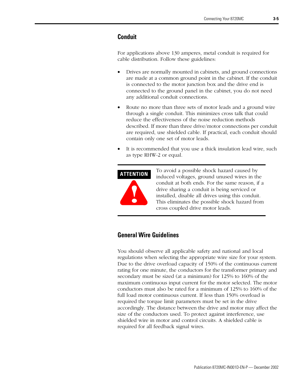 Conduit, General wire guidelines, Conduit -5 general wire guidelines -5 | Rockwell Automation 8720MC High Performance Drives Installation Manual User Manual | Page 67 / 133