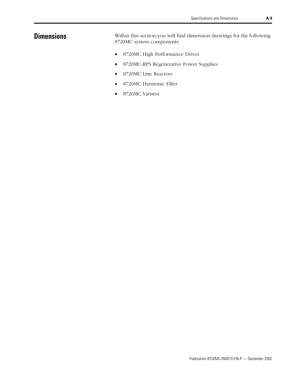 Dimensions | Rockwell Automation 8720MC High Performance Drives Installation Manual User Manual | Page 99 / 133