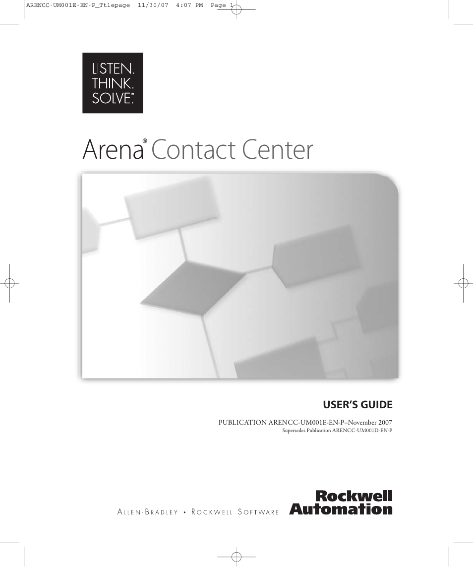 Rockwell Automation Arena Contact Center Edition Users Guide User Manual | 204 pages