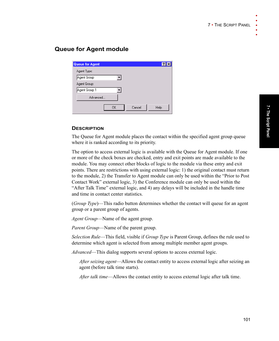 Queue for agent module | Rockwell Automation Arena Contact Center Edition Users Guide User Manual | Page 109 / 204