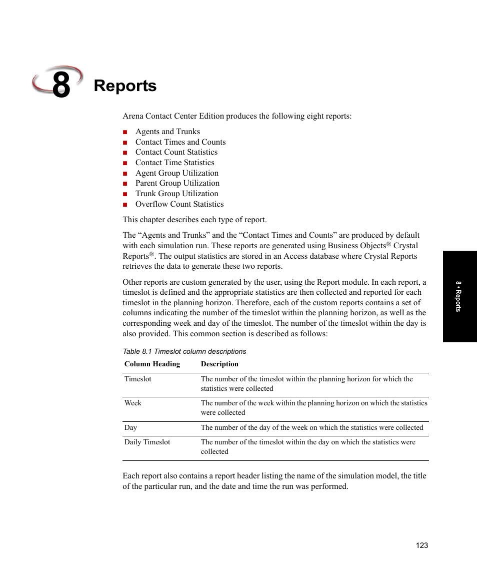 Reports | Rockwell Automation Arena Contact Center Edition Users Guide User Manual | Page 131 / 204