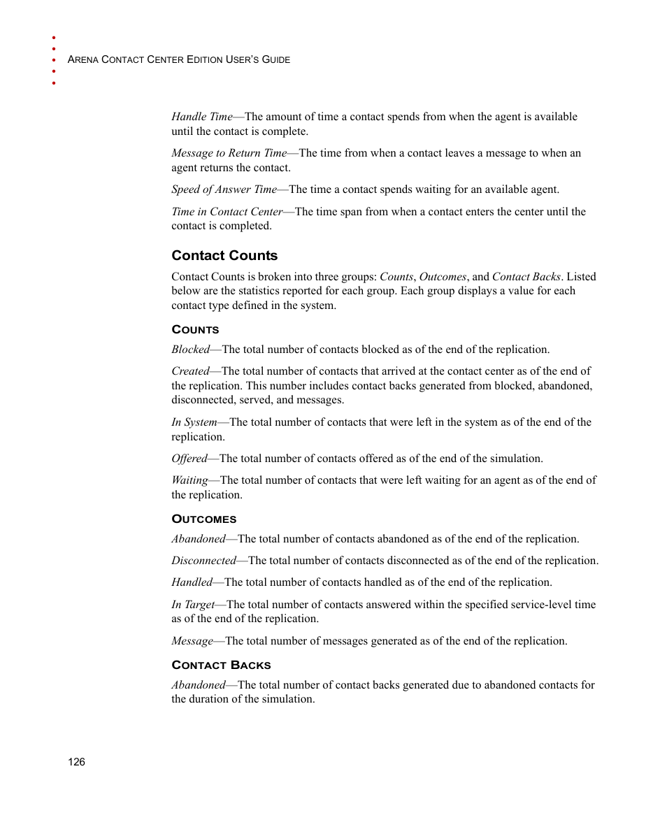 Contact counts | Rockwell Automation Arena Contact Center Edition Users Guide User Manual | Page 134 / 204