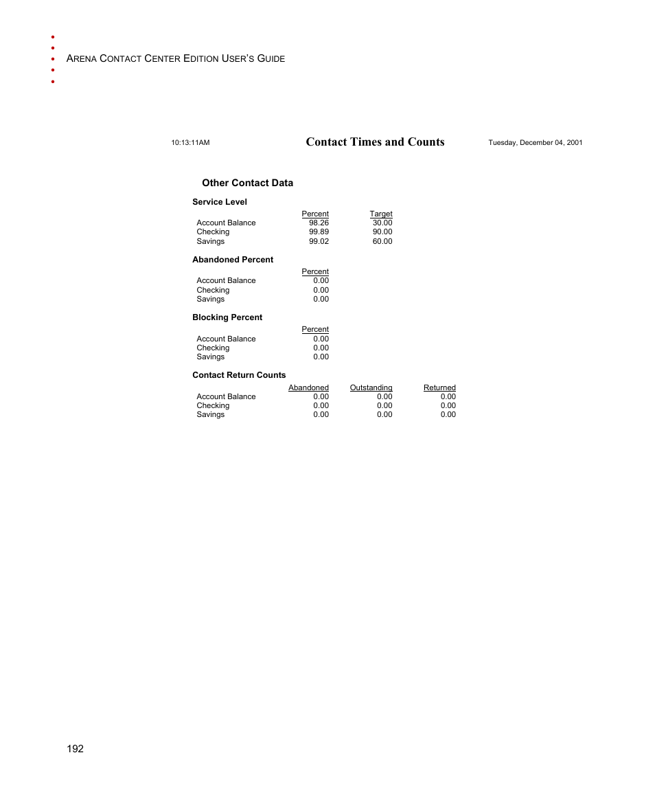 Contact times and counts | Rockwell Automation Arena Contact Center Edition Users Guide User Manual | Page 200 / 204
