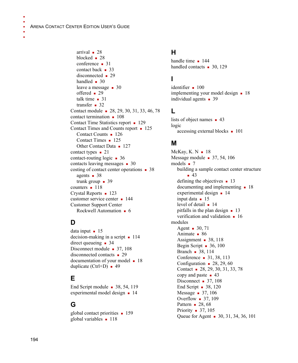 Rockwell Automation Arena Contact Center Edition Users Guide User Manual | Page 202 / 204