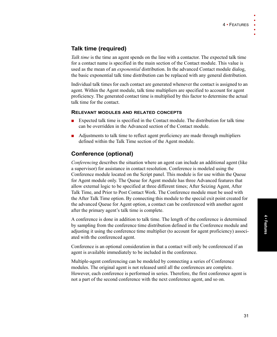 Talk time (required), Conference (optional), Talk time (required) conference (optional) | Rockwell Automation Arena Contact Center Edition Users Guide User Manual | Page 39 / 204