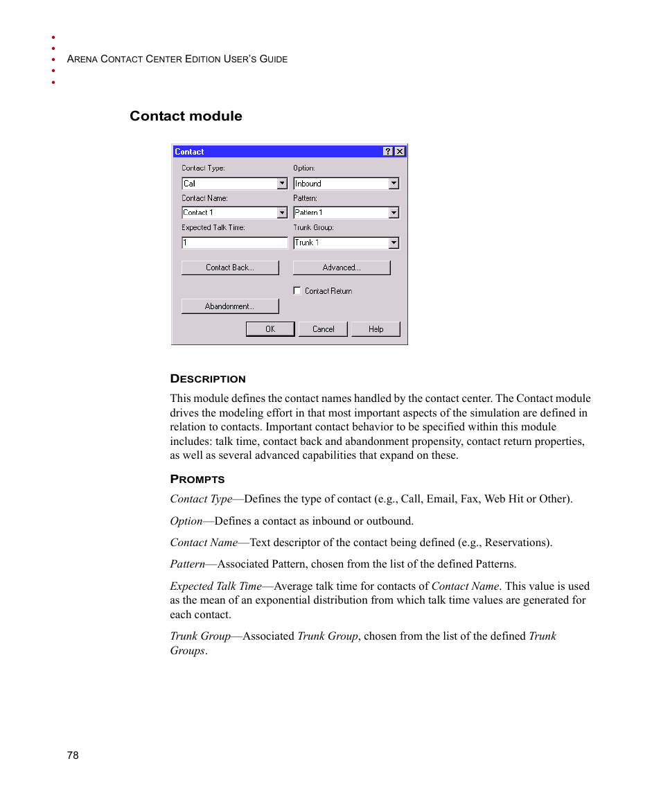 Contact module | Rockwell Automation Arena Contact Center Edition Users Guide User Manual | Page 86 / 204