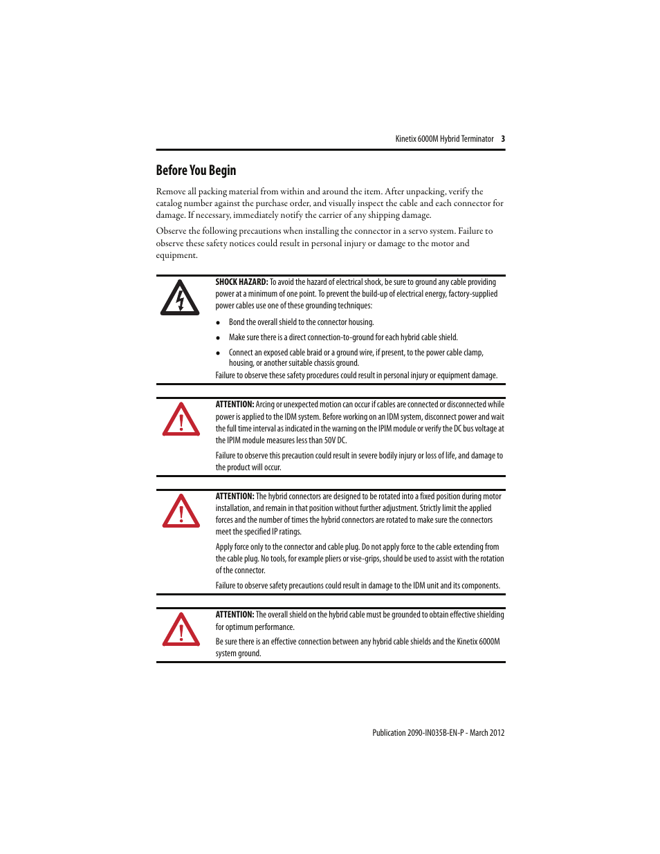 Before you begin | Rockwell Automation 2090-CTHP8 Kinetix 6000M Hybrid Power Terminator Installation Instructions User Manual | Page 3 / 8