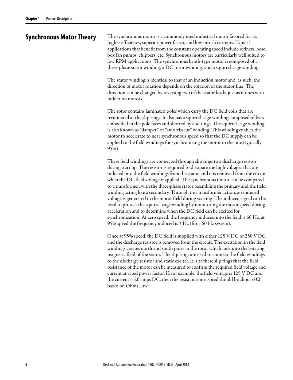 Synchronous motor theory | Rockwell Automation 1902 Syncpro II User Manual | Page 8 / 58