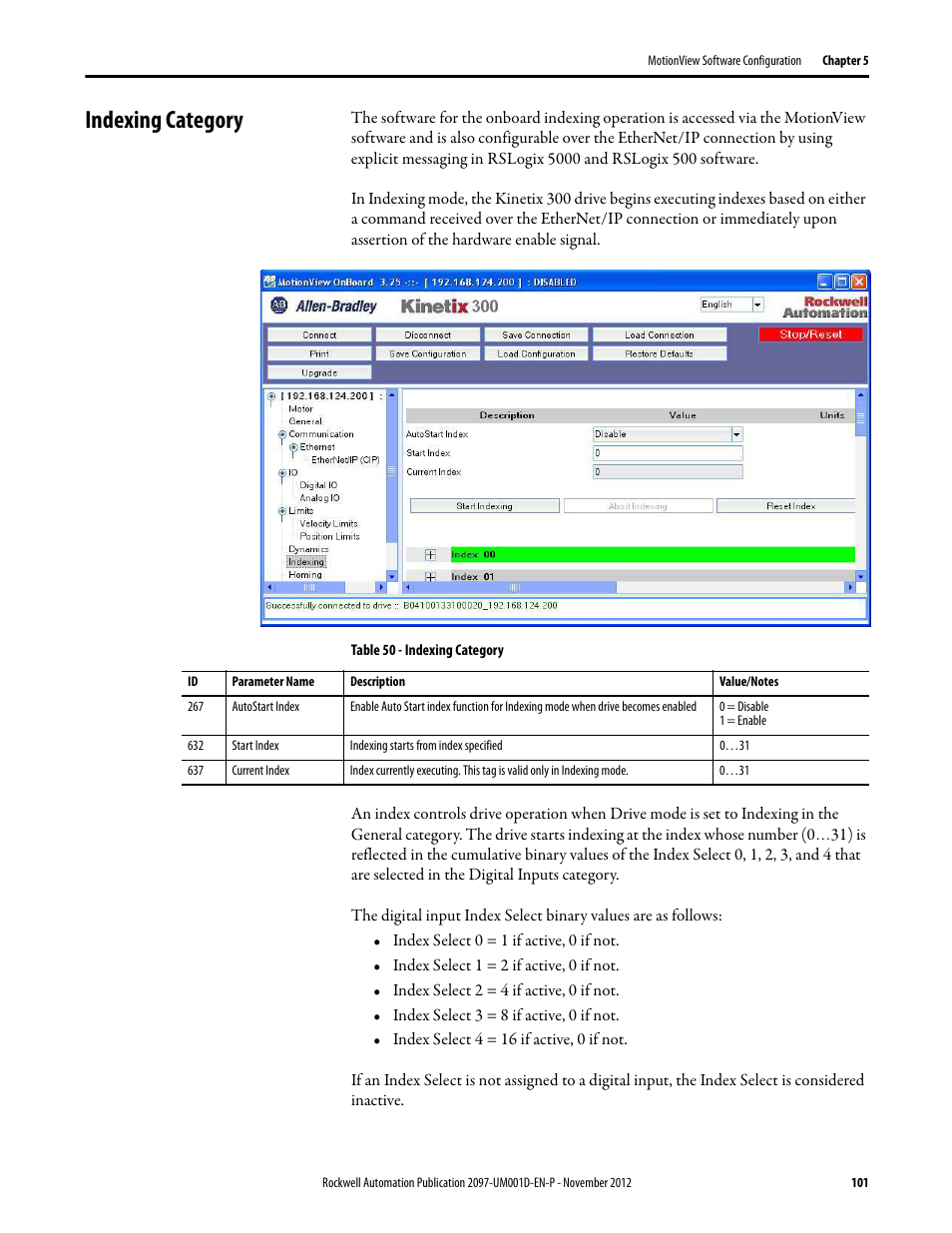 Indexing category | Rockwell Automation 2097-Vxxx Kinetix 300 EtherNet/IP Indexing Servo Drive User Manual User Manual | Page 101 / 230