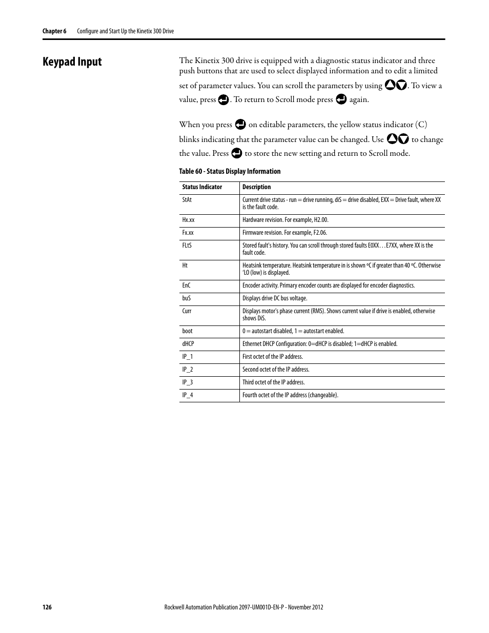 Keypad input | Rockwell Automation 2097-Vxxx Kinetix 300 EtherNet/IP Indexing Servo Drive User Manual User Manual | Page 126 / 230