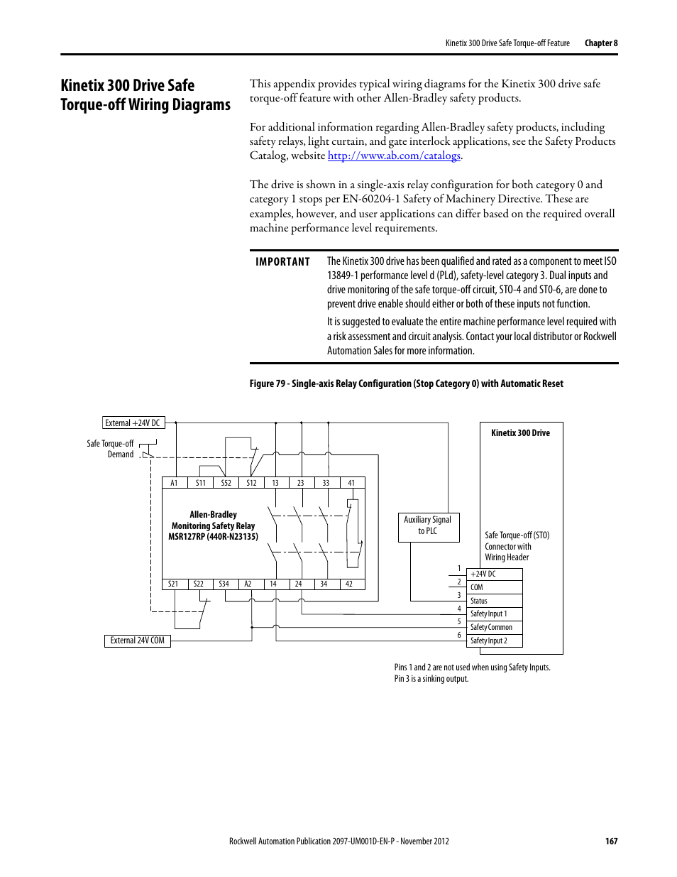 Kinetix 300 drive safe torque-off wiring diagrams | Rockwell Automation 2097-Vxxx Kinetix 300 EtherNet/IP Indexing Servo Drive User Manual User Manual | Page 167 / 230