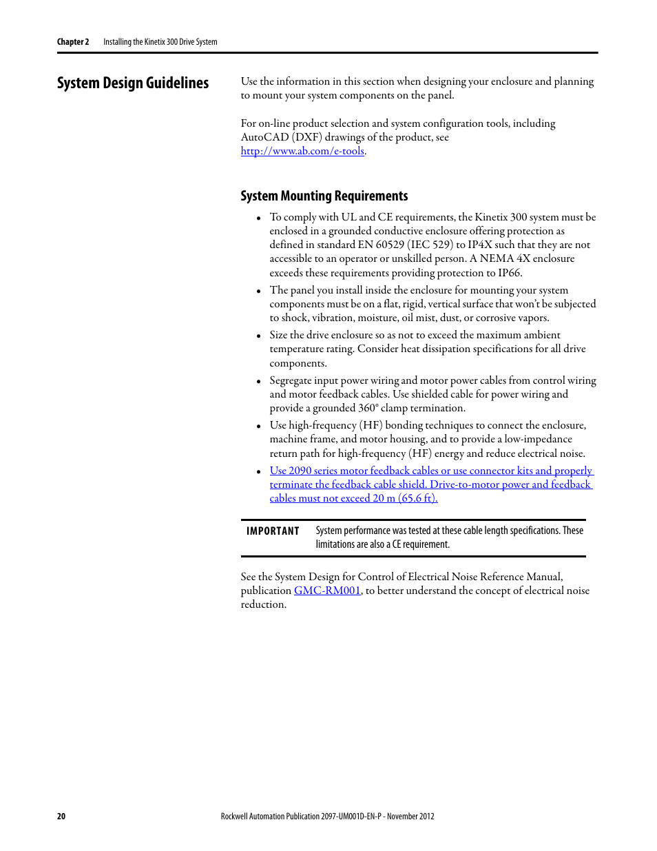System design guidelines, System mounting requirements | Rockwell Automation 2097-Vxxx Kinetix 300 EtherNet/IP Indexing Servo Drive User Manual User Manual | Page 20 / 230