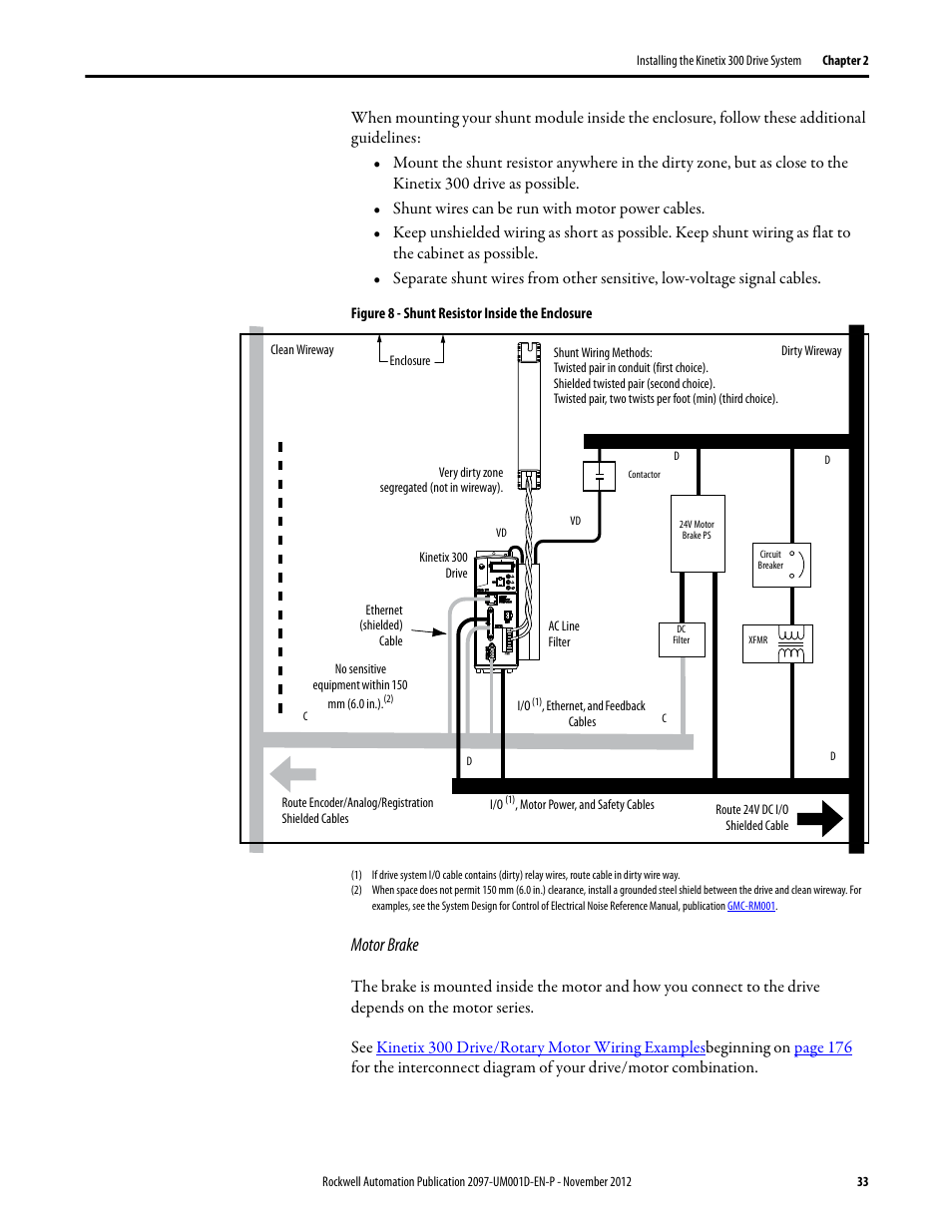 Motor brake | Rockwell Automation 2097-Vxxx Kinetix 300 EtherNet/IP Indexing Servo Drive User Manual User Manual | Page 33 / 230