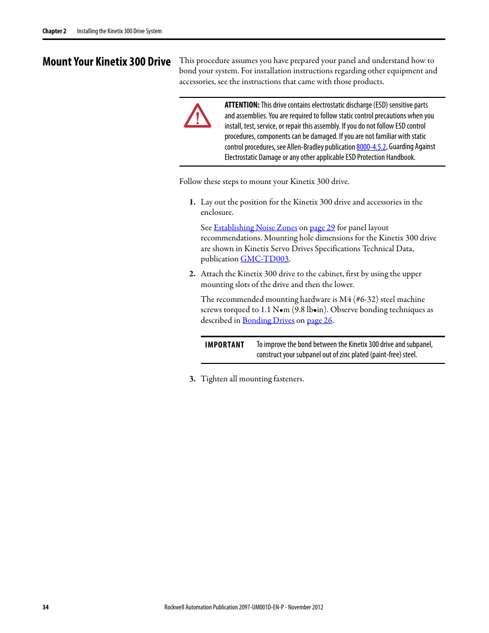 Mount your kinetix 300 drive | Rockwell Automation 2097-Vxxx Kinetix 300 EtherNet/IP Indexing Servo Drive User Manual User Manual | Page 34 / 230