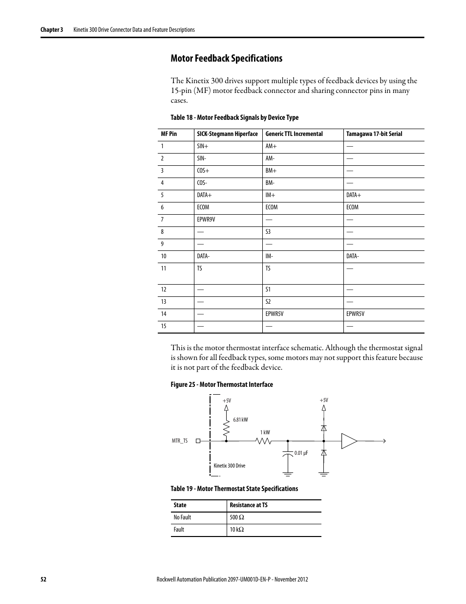 Motor feedback specifications | Rockwell Automation 2097-Vxxx Kinetix 300 EtherNet/IP Indexing Servo Drive User Manual User Manual | Page 52 / 230