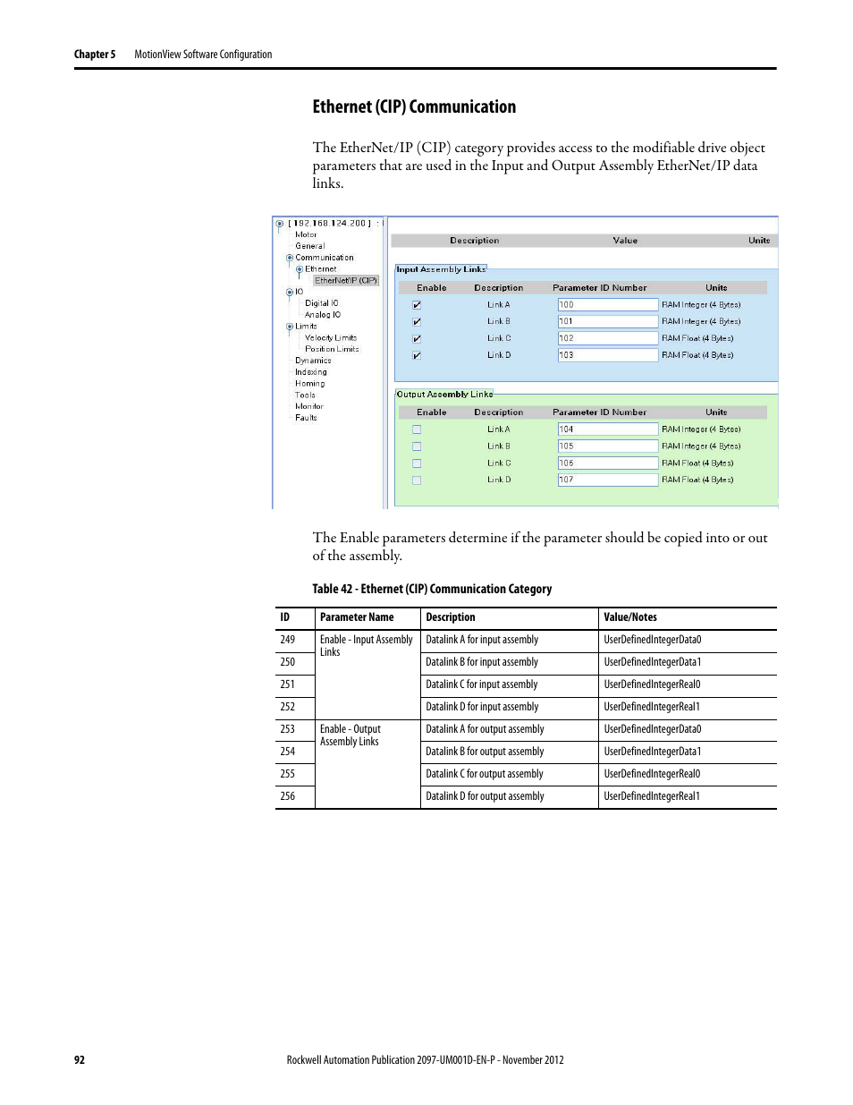 Ethernet (cip) communication | Rockwell Automation 2097-Vxxx Kinetix 300 EtherNet/IP Indexing Servo Drive User Manual User Manual | Page 92 / 230