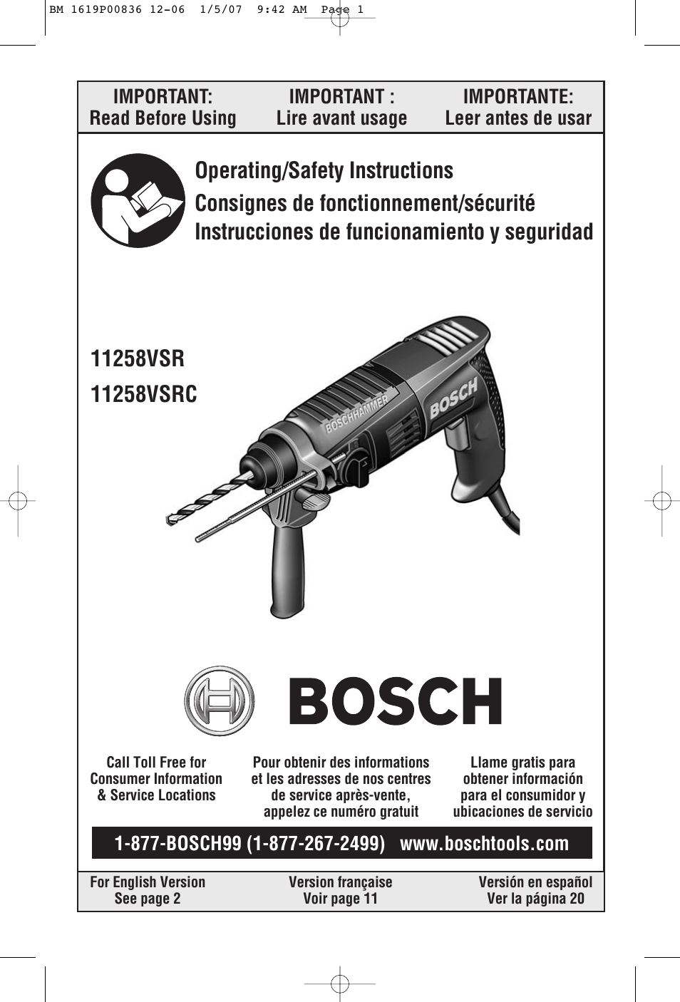 Bosch 11258VSR User Manual | 32 pages