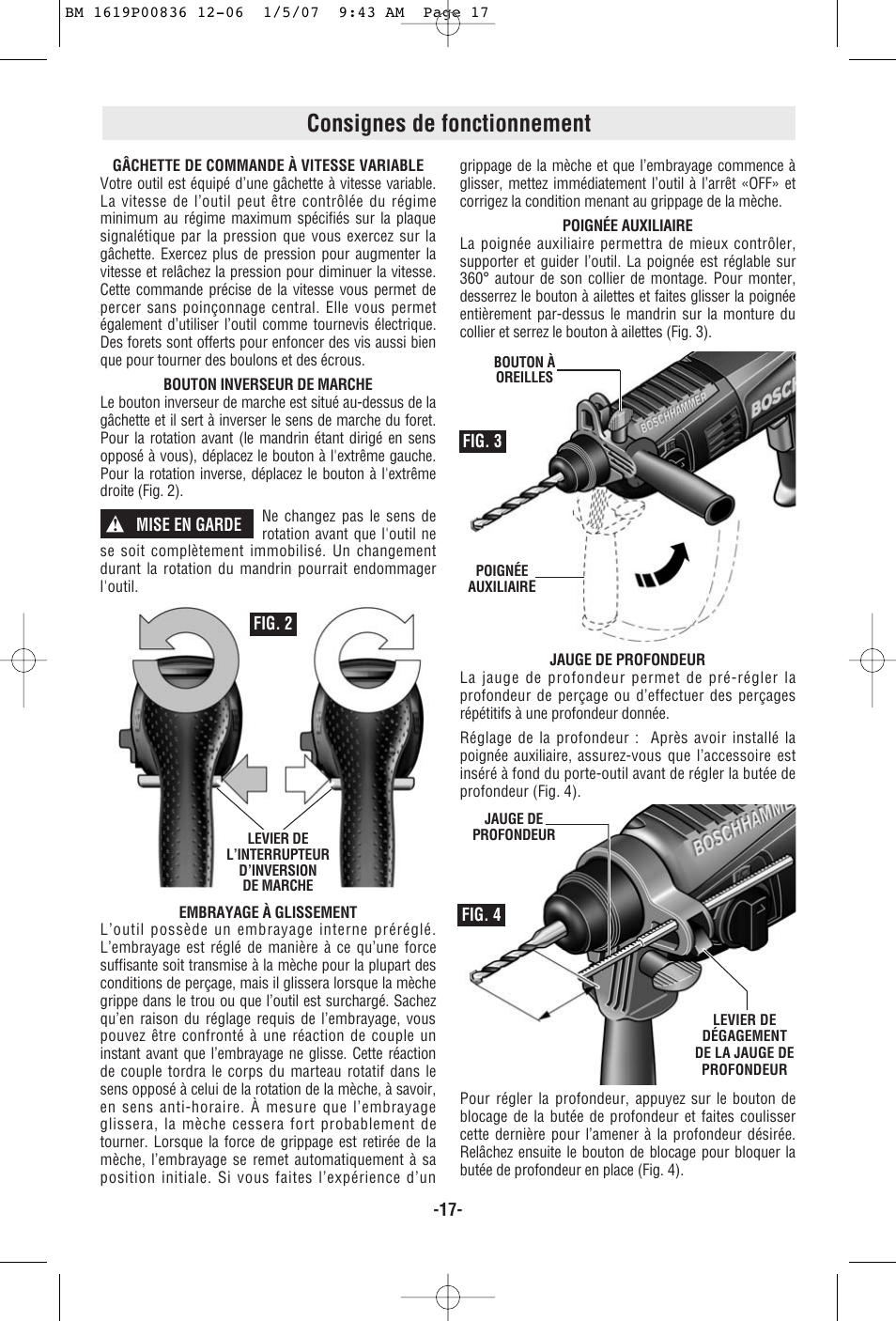 Consignes de fonctionnement | Bosch 11258VSR User Manual | Page 17 / 32