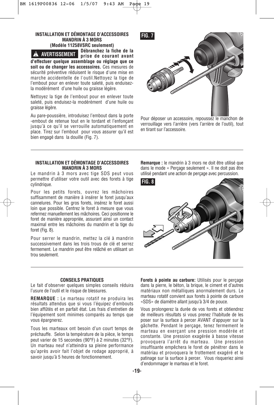 Bosch 11258VSR User Manual | Page 19 / 32