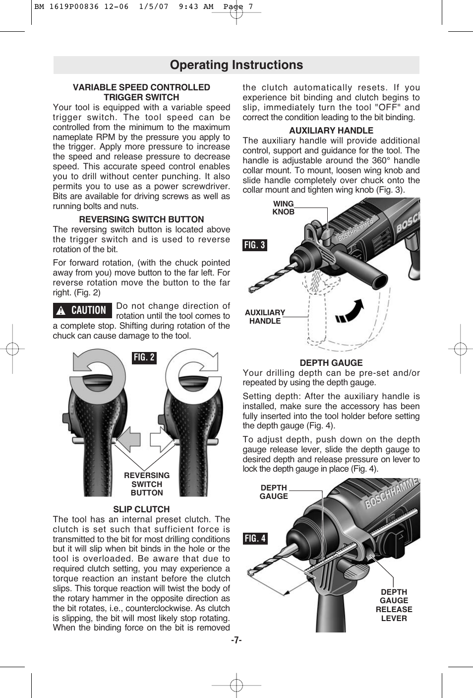 Operating instructions | Bosch 11258VSR User Manual | Page 7 / 32