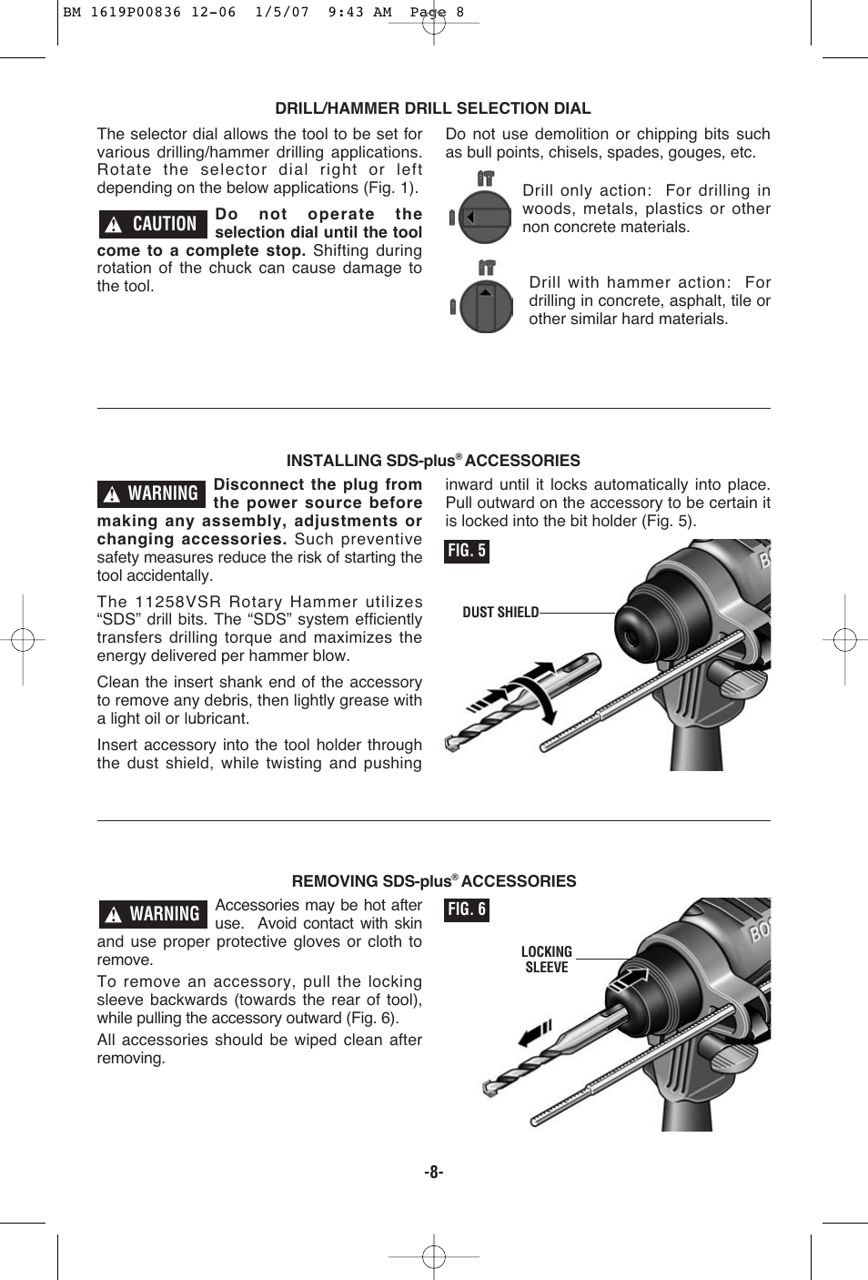Bosch 11258VSR User Manual | Page 8 / 32