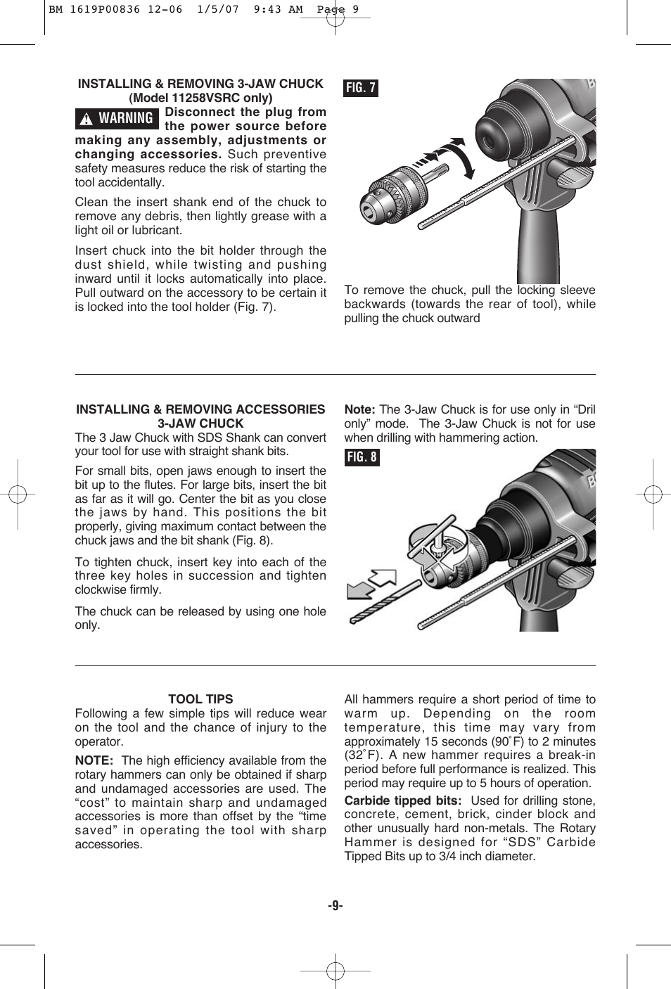 Bosch 11258VSR User Manual | Page 9 / 32