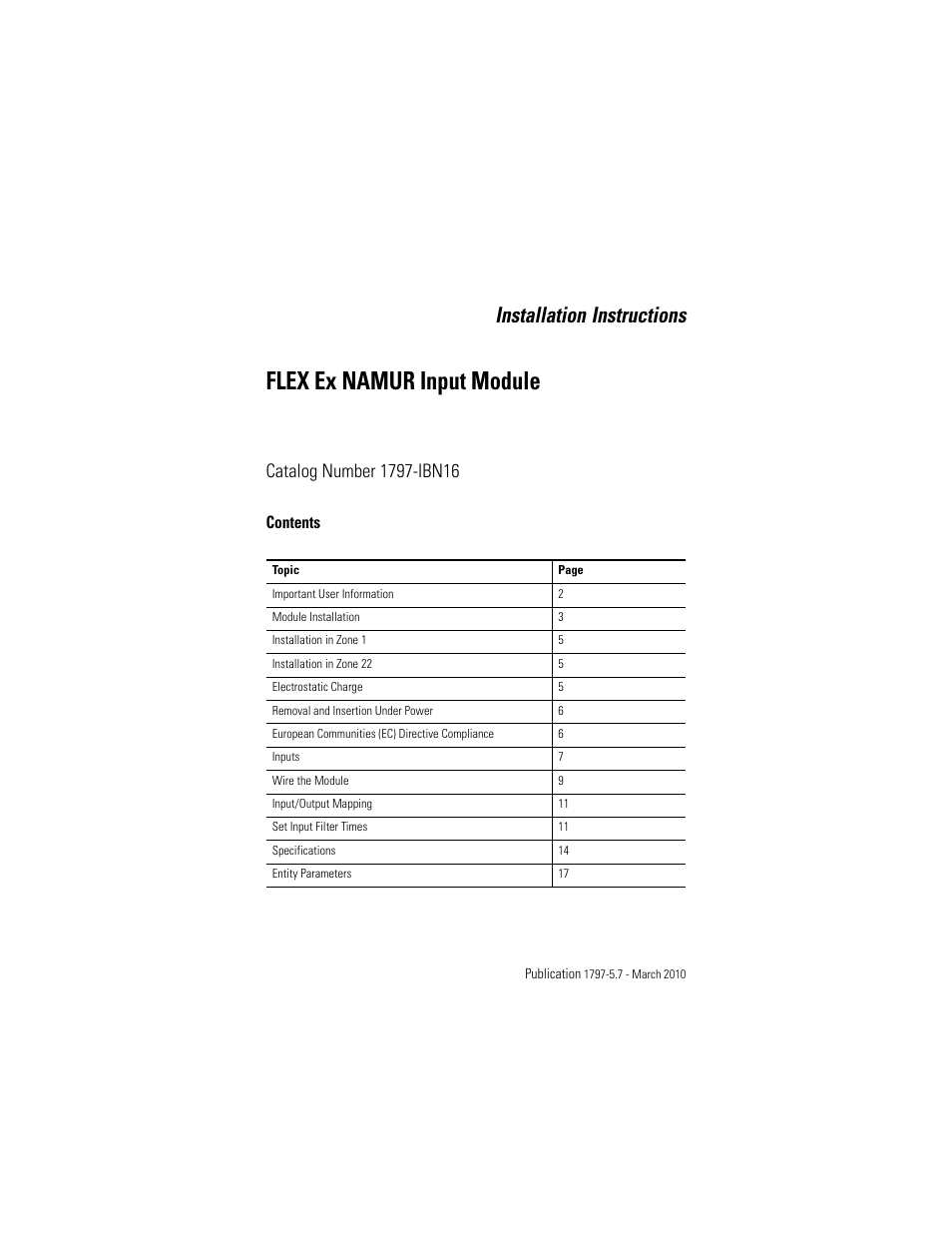 Rockwell Automation 1797-IBN16 FLEX Ex NAMUR Input Module User Manual | 28 pages