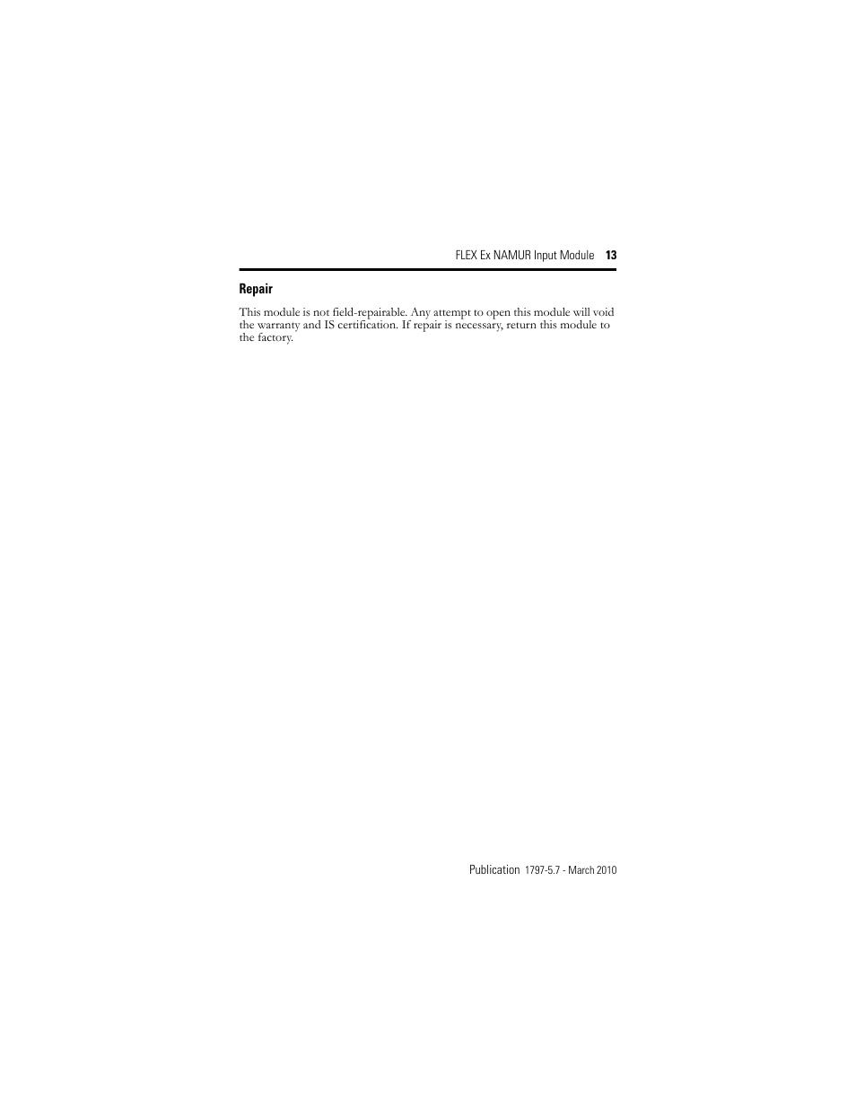 Repair | Rockwell Automation 1797-IBN16 FLEX Ex NAMUR Input Module User Manual | Page 13 / 28