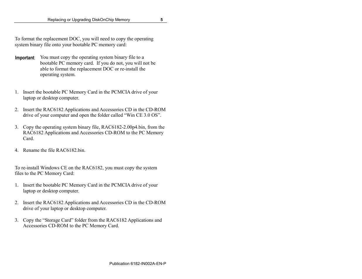 Rockwell Automation 6182 DiskOnChip Installation Instructions User Manual | Page 5 / 16