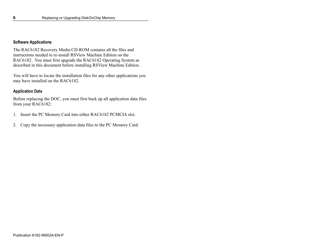 Rockwell Automation 6182 DiskOnChip Installation Instructions User Manual | Page 6 / 16