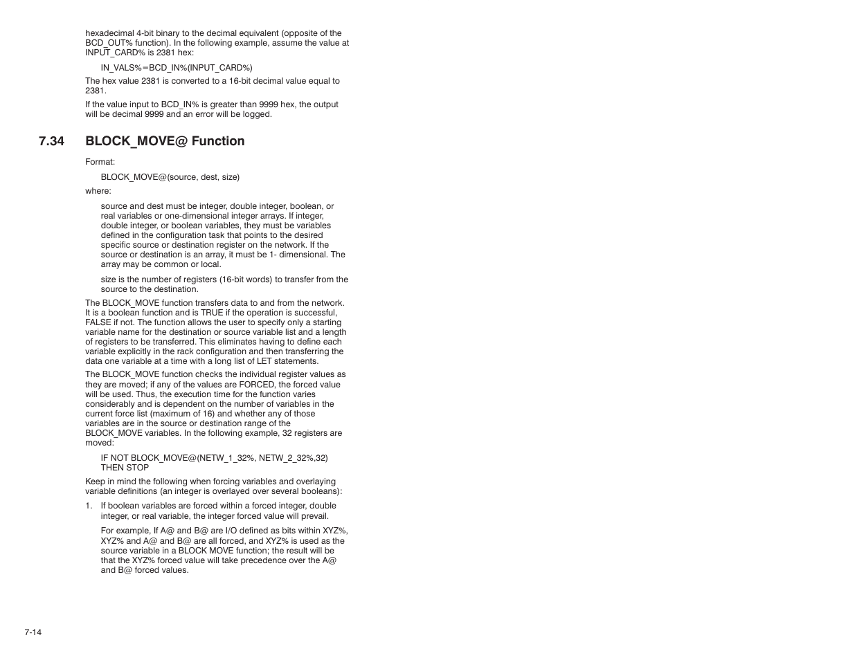 34 block_move@function, 34 block_move@ function | Rockwell Automation 57C610 Enhanced Basic Language, AutoMax User Manual | Page 102 / 146