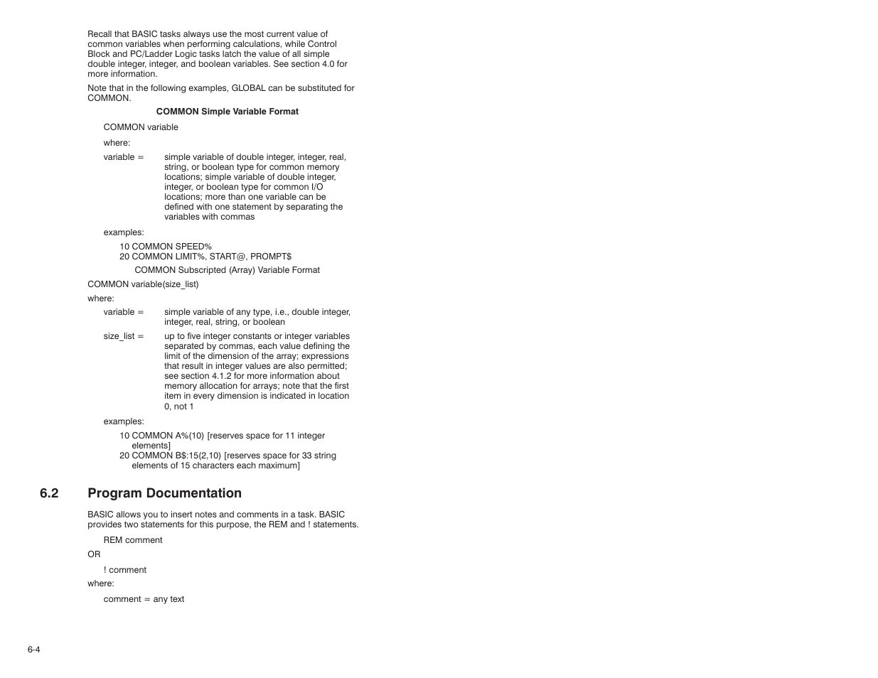 2 program documentation | Rockwell Automation 57C610 Enhanced Basic Language, AutoMax User Manual | Page 44 / 146