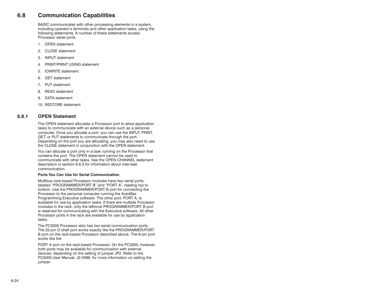 8 communication capabilities | Rockwell Automation 57C610 Enhanced Basic Language, AutoMax User Manual | Page 64 / 146