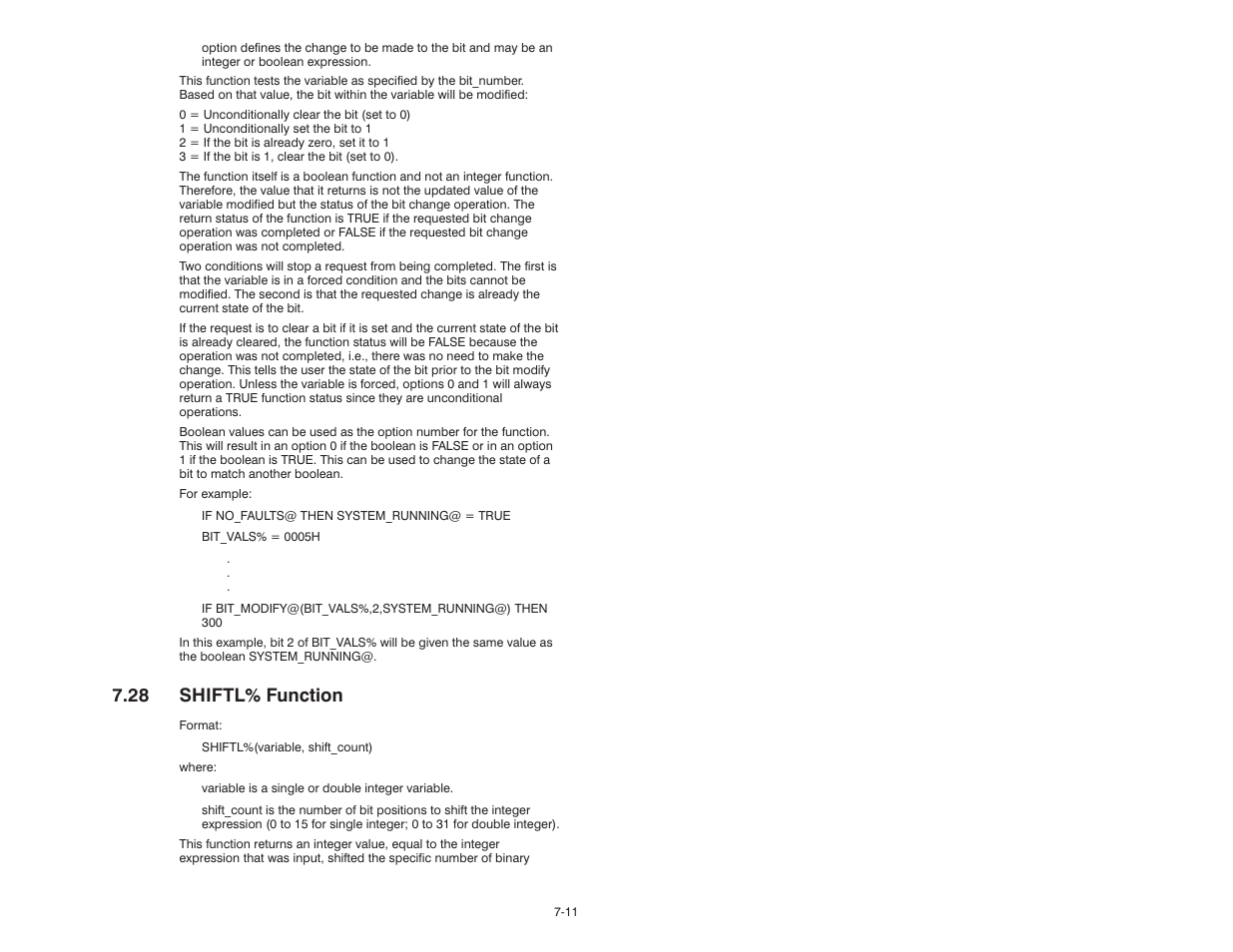 28 shiftl% function | Rockwell Automation 57C610 Enhanced Basic Language, AutoMax User Manual | Page 99 / 146