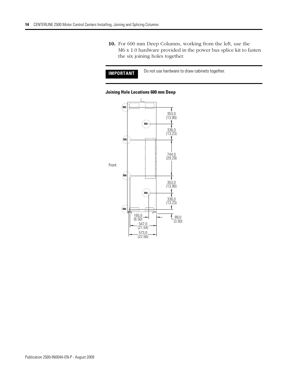 Rockwell Automation 2500 CENTERLINE MCC Joining and Splicing Columns User Manual | Page 14 / 24