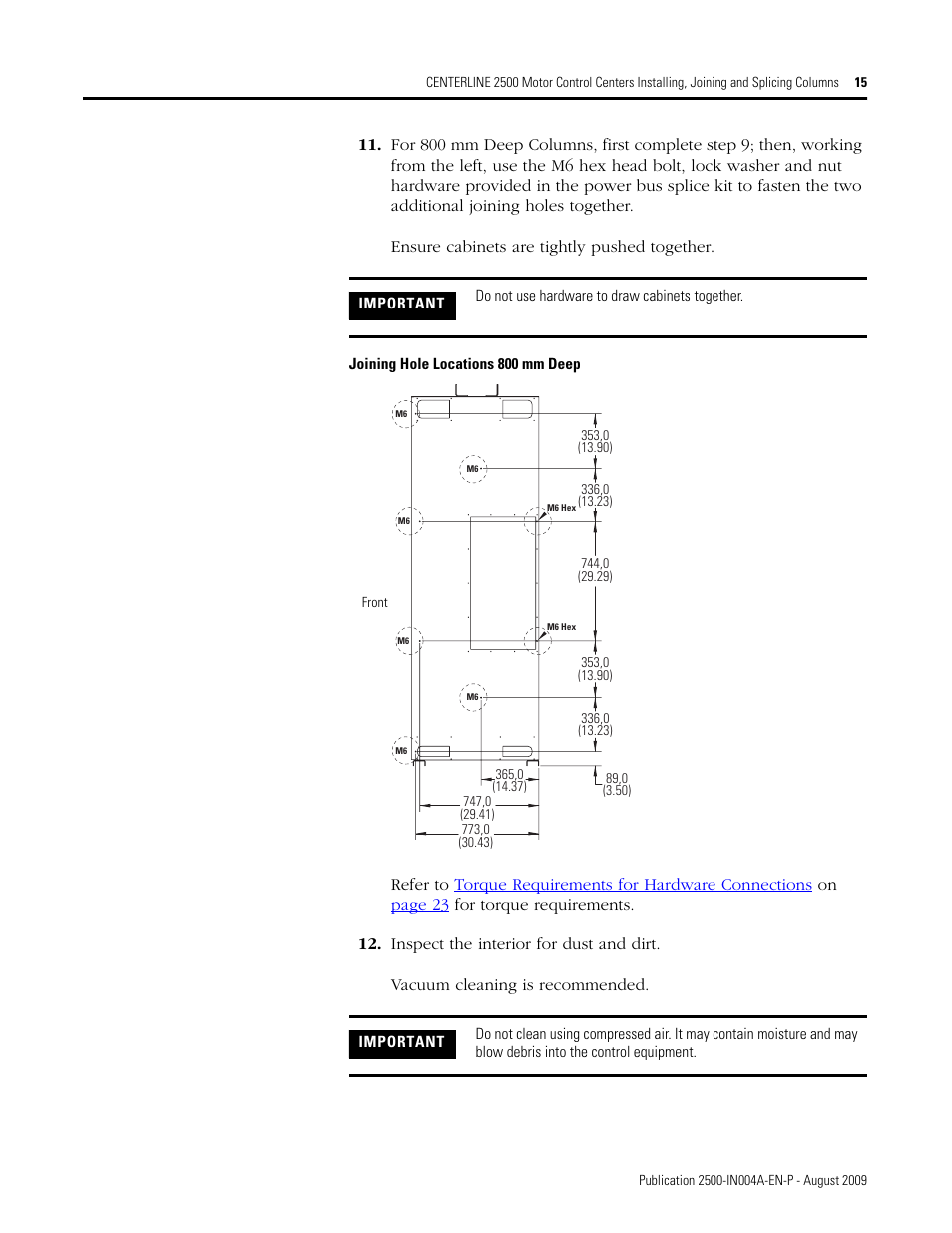 Rockwell Automation 2500 CENTERLINE MCC Joining and Splicing Columns User Manual | Page 15 / 24
