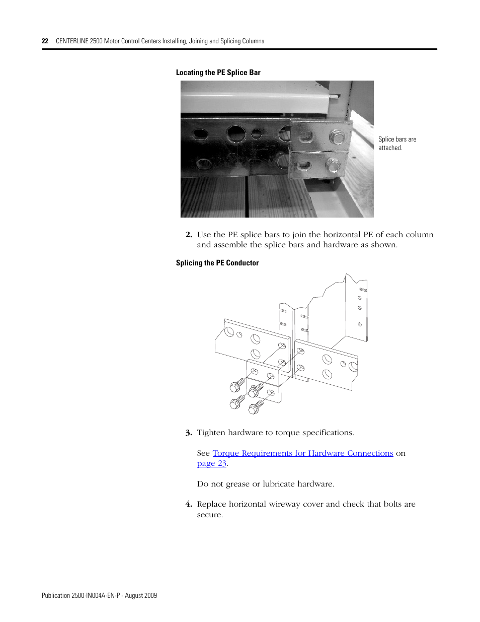 Rockwell Automation 2500 CENTERLINE MCC Joining and Splicing Columns User Manual | Page 22 / 24