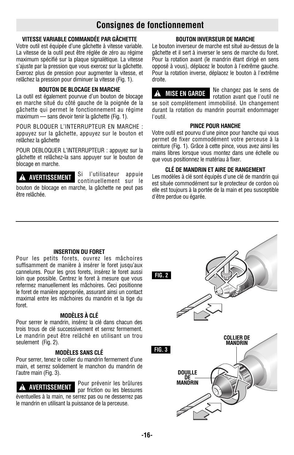 Consignes de fonctionnement | Bosch 1004VSR User Manual | Page 16 / 32