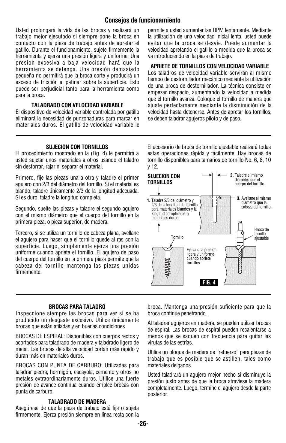 Consejos de funcionamiento | Bosch 1004VSR User Manual | Page 26 / 32