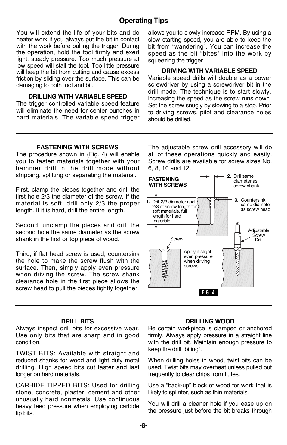 Operating tips | Bosch 1004VSR User Manual | Page 8 / 32