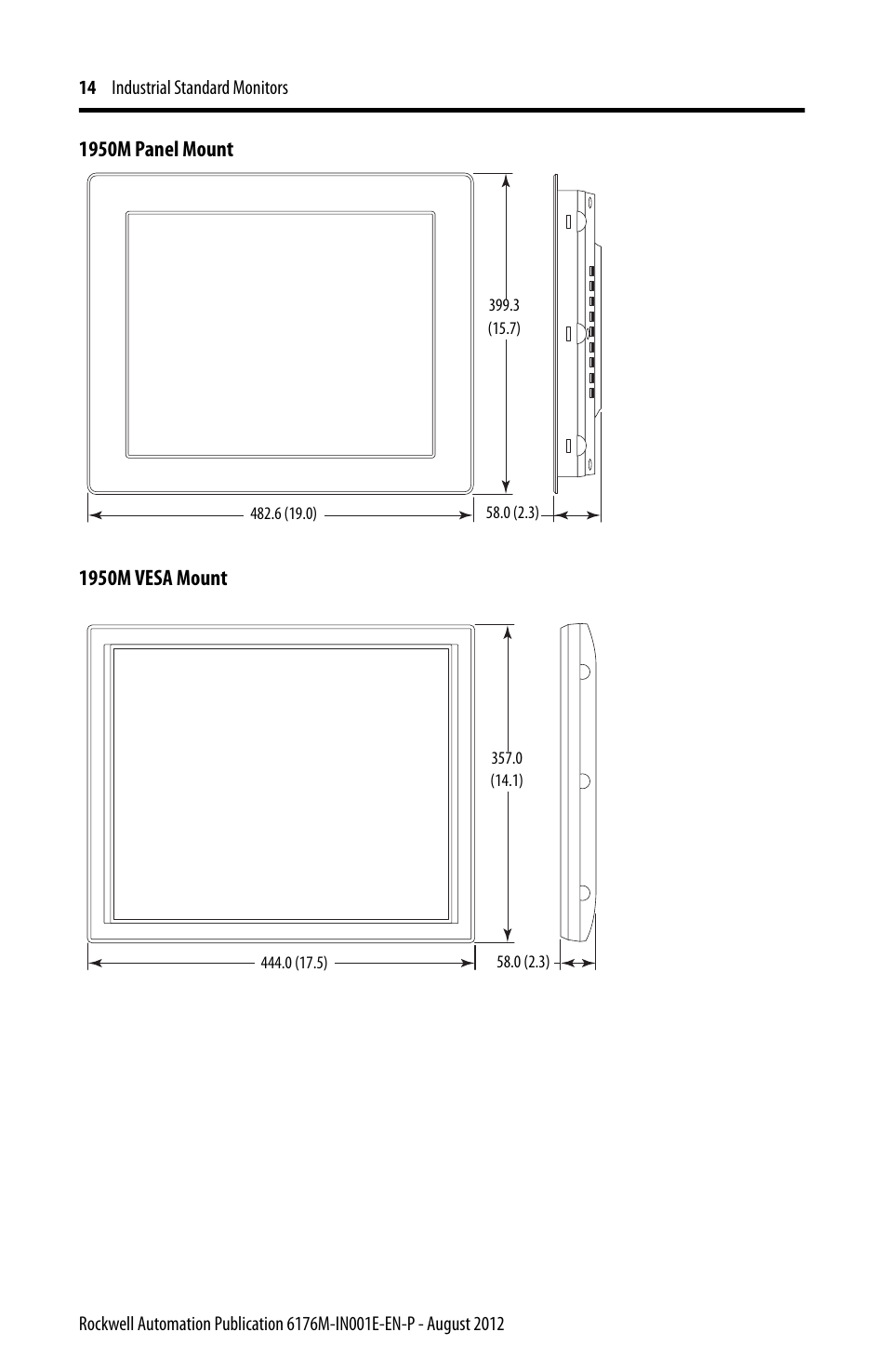 Rockwell Automation 6176M-xxxx Standard Industrial Monitors Installation Instructions User Manual | Page 14 / 24